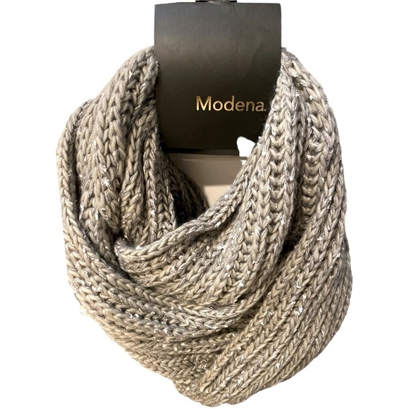 modena Accessories - NWT Modena Tan/Gray Knit Infinity Scarf